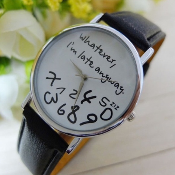 π₯SALEπ₯"Whatever, I'm Late Anyway" Leather Watch - Picture 2 of 5