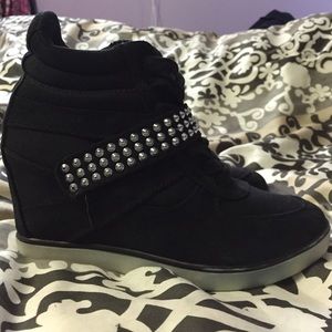 Studded high top wedge sneakers 8