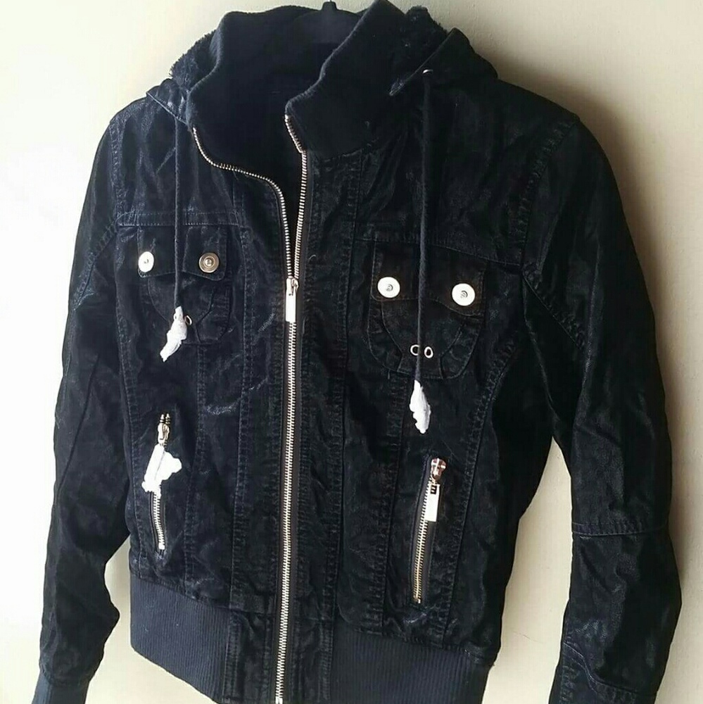Brushed Leather Jacket w/ Hood