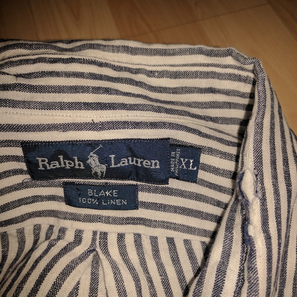 ♦️ BOGO free ralph Lauren  linen stripe casual