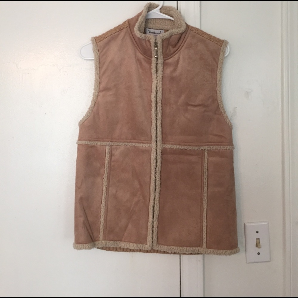 Faux suede and wool vest