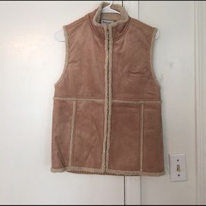 Faux suede and wool vest