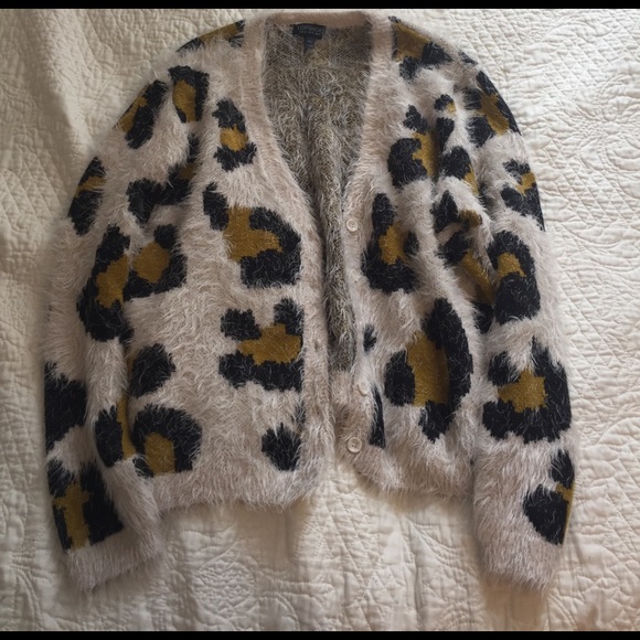 Topshop Giant Leopard Print Fuzzy Knit 