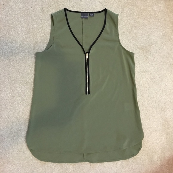 Tops - Olive green zipper blouse
