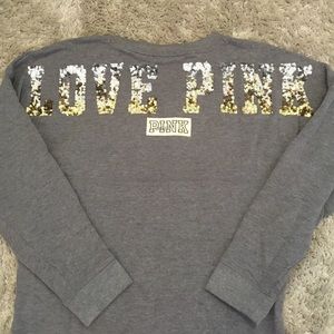 Pink Sequin Oversized Sweatshirt, Size XS