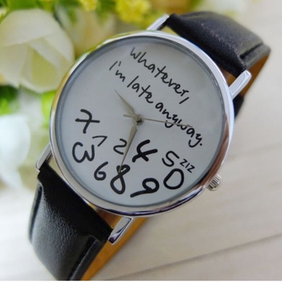‼️1 LEFT‼️ Whatever, I'm Late Anyway Leather Watch - Picture 2 of 4