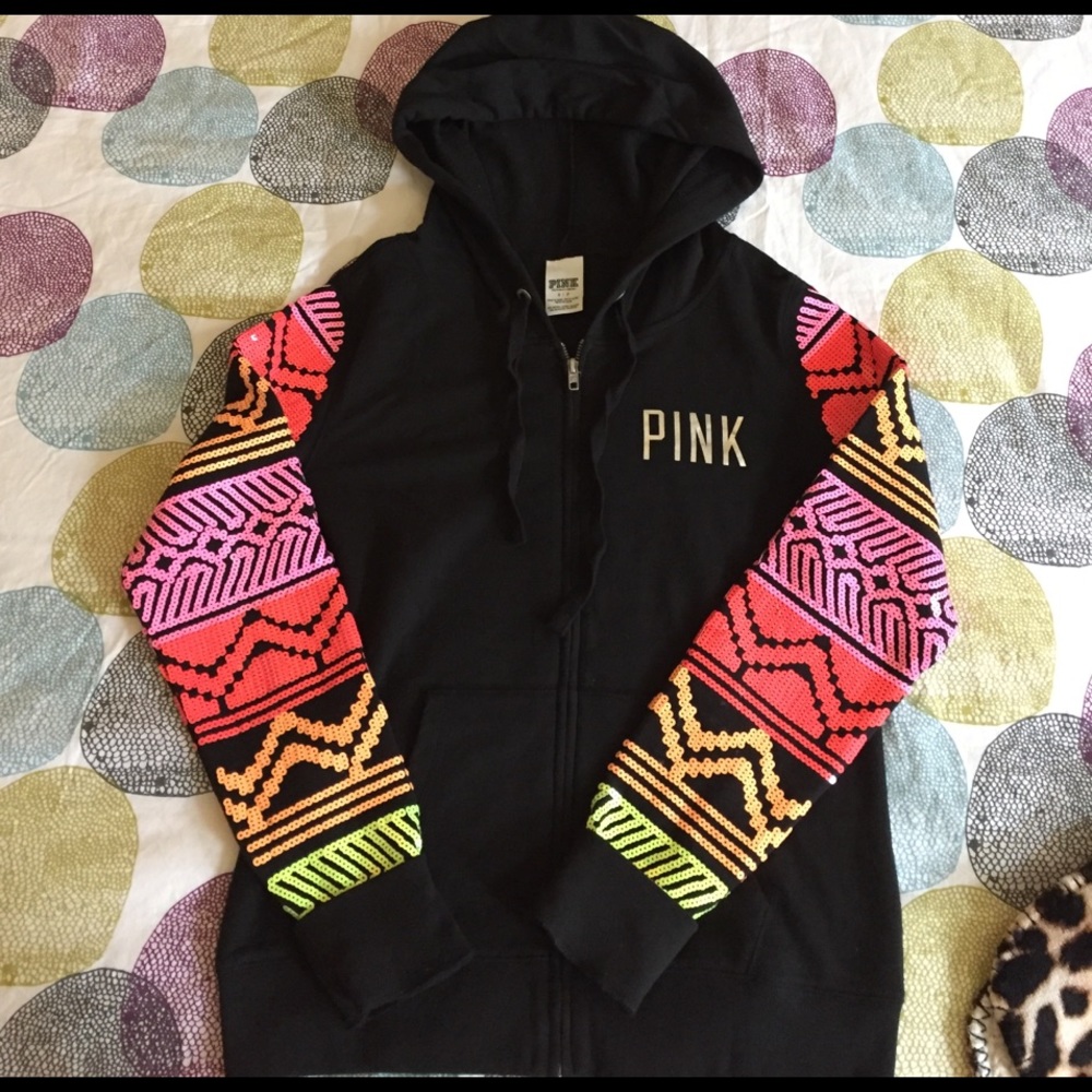 PINK Victoria's Secret Rare Tribal Sequins Hoodie