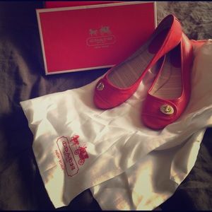 COACH Red leather flats