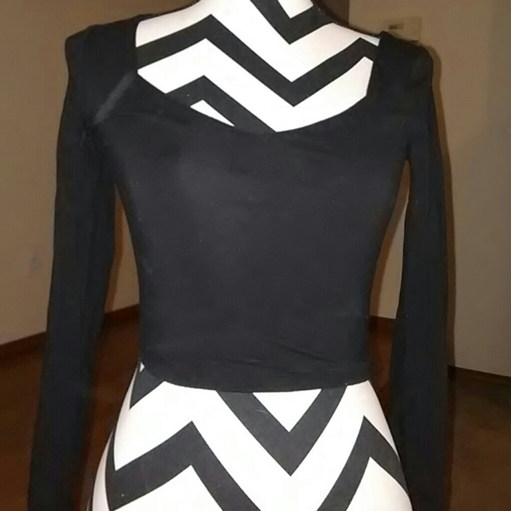 Black Long Sleeve Crop Top (Forever 21)