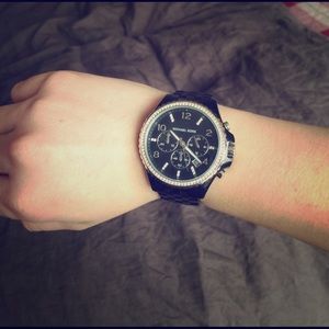 Michael Kors black link rhinestone watch