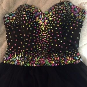 Black Multi Colored Rhinestone Dress
