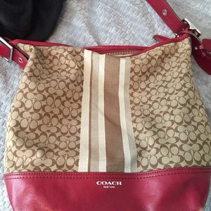 COACH Large Tote in Signature Light Gold/Khaki
