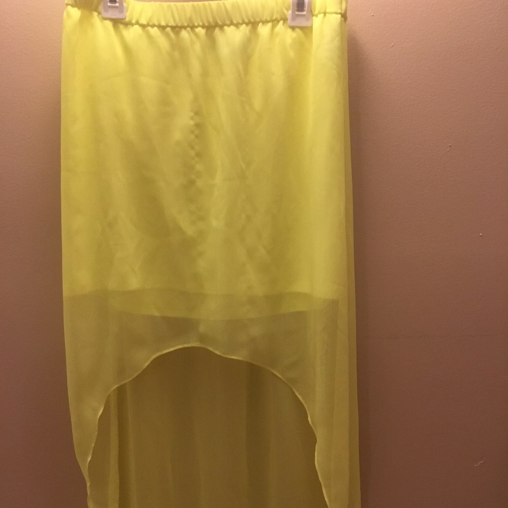 Express high low neon yellow skirt