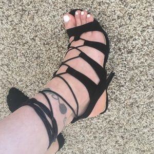 Black velvet heels