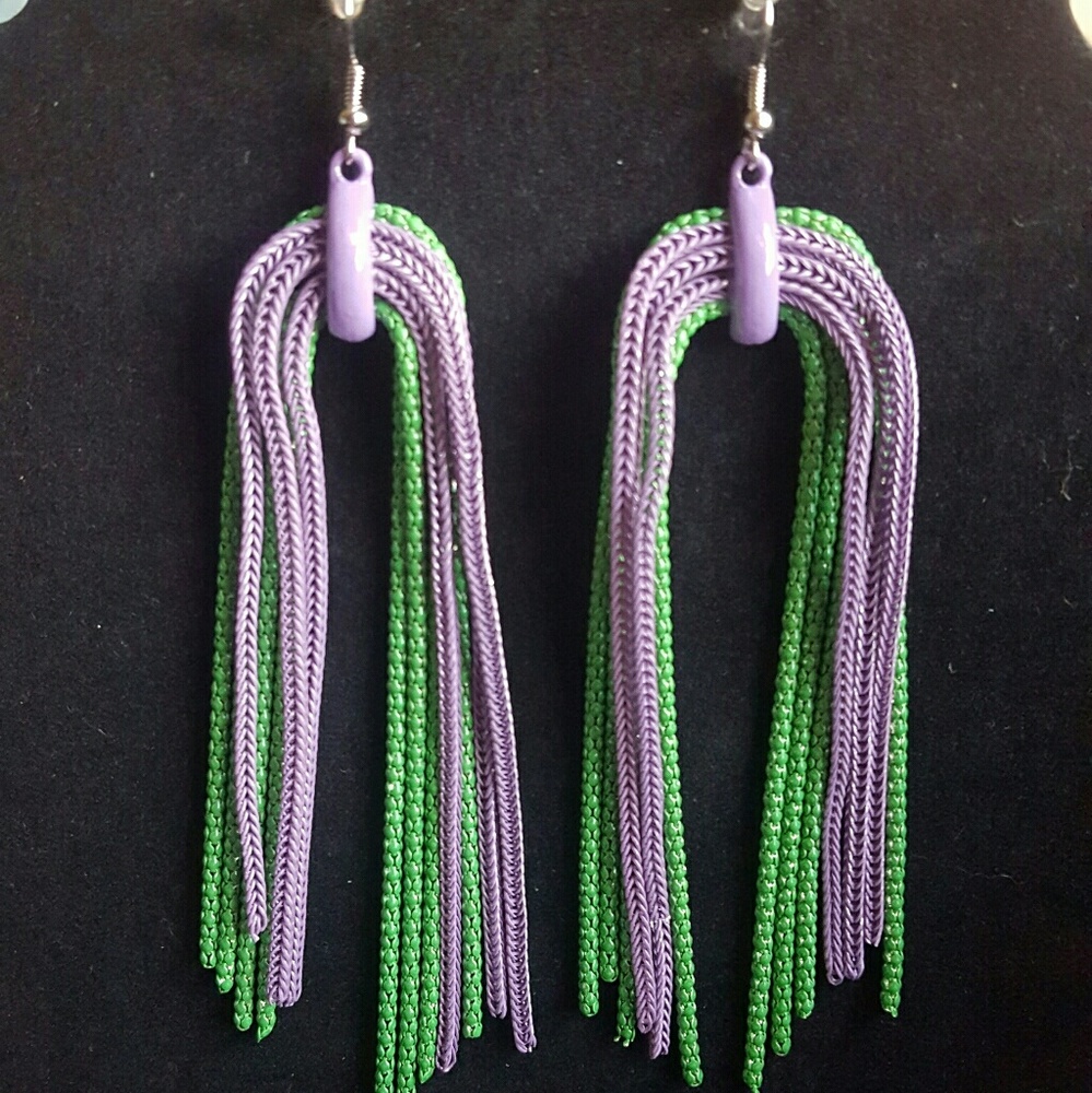 Bundle o'chains Earrings - purple/green