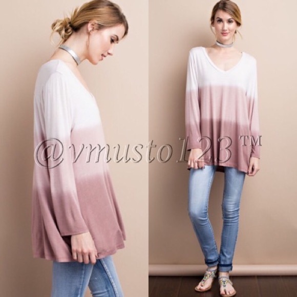 MAUVE OMBRÉ FLOWY TUNIC TOP - Picture 2 of 3