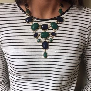 Navy blue and green statement necklace