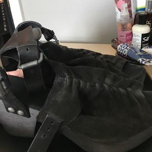 Suede double buckle wedges from free people