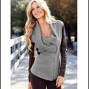 Faux Leather Sleeve Jacket