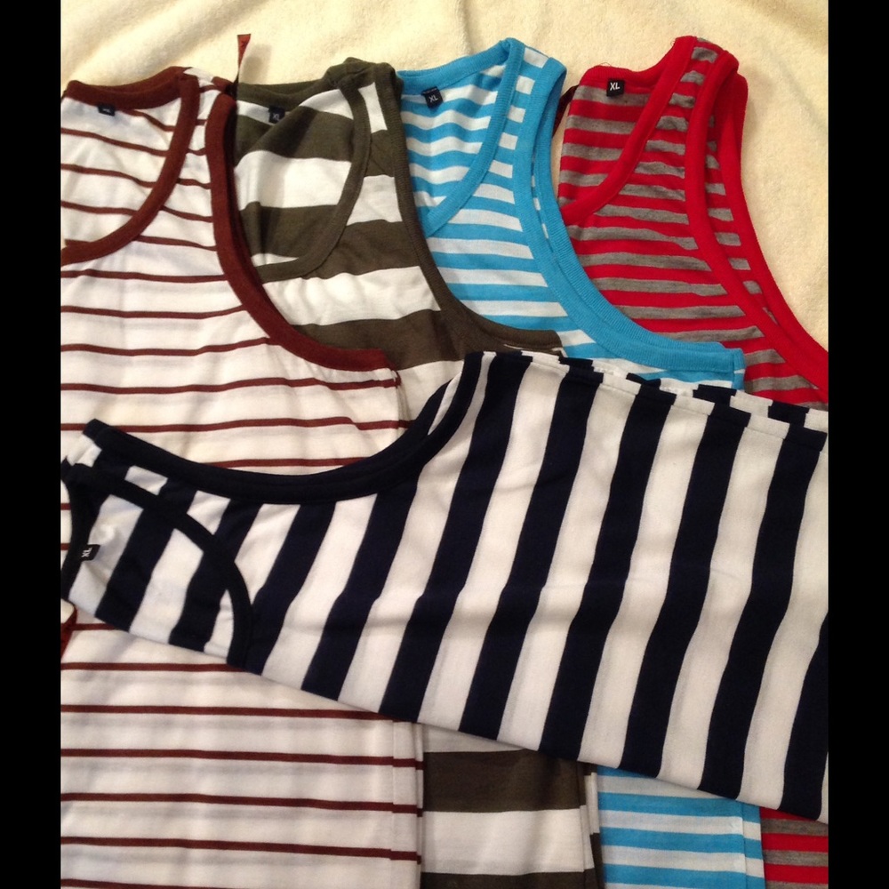 ✅SALE, 5 Men's striped tank tops NWOT