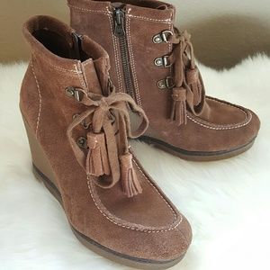 Mia "Haxel" Suede Wedge Ankle Boot - Size 7.5