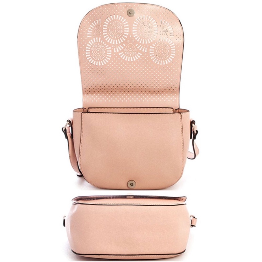 Stone Laser Cut Saddle Crossbody Handbag - Picture 3 of 4