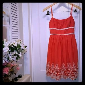 Trixxi coral and white lace trim summer dress sz 5