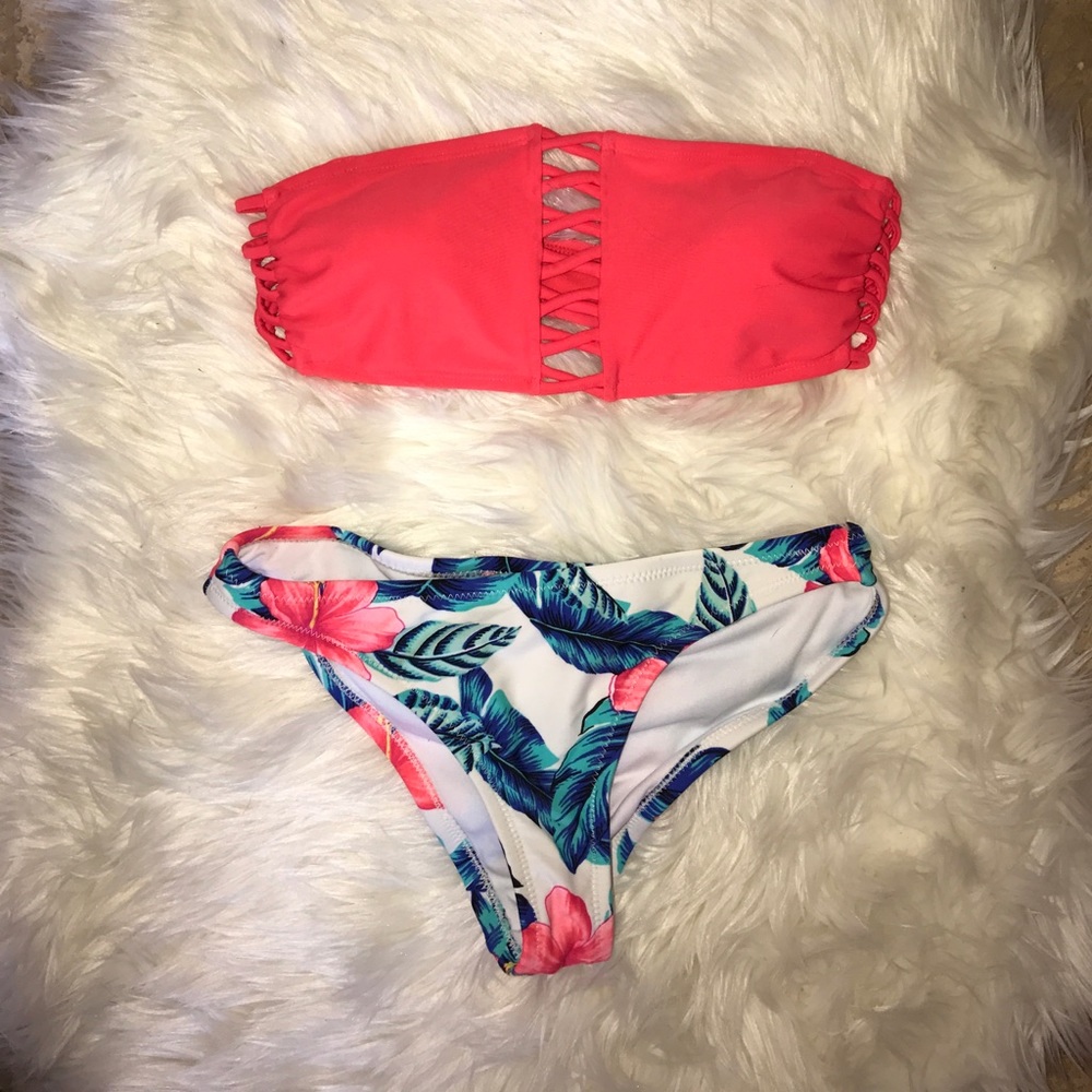 Neon floral bikini