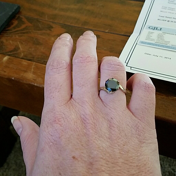 Beautiful natural Black Diamond Sterling silver - Picture 2 of 3