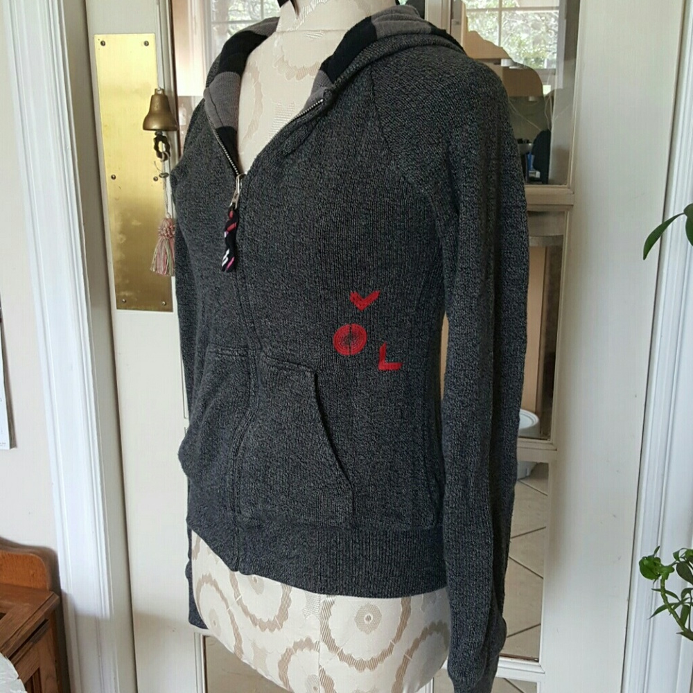 Heavy hooded wool blend  jacket sweater zipper S