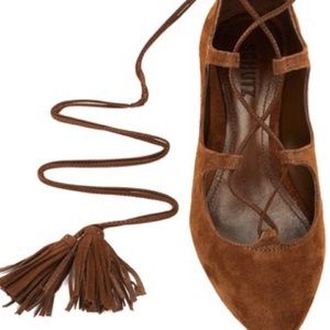 NWOT Suede tie up SCHUTZ flats!
