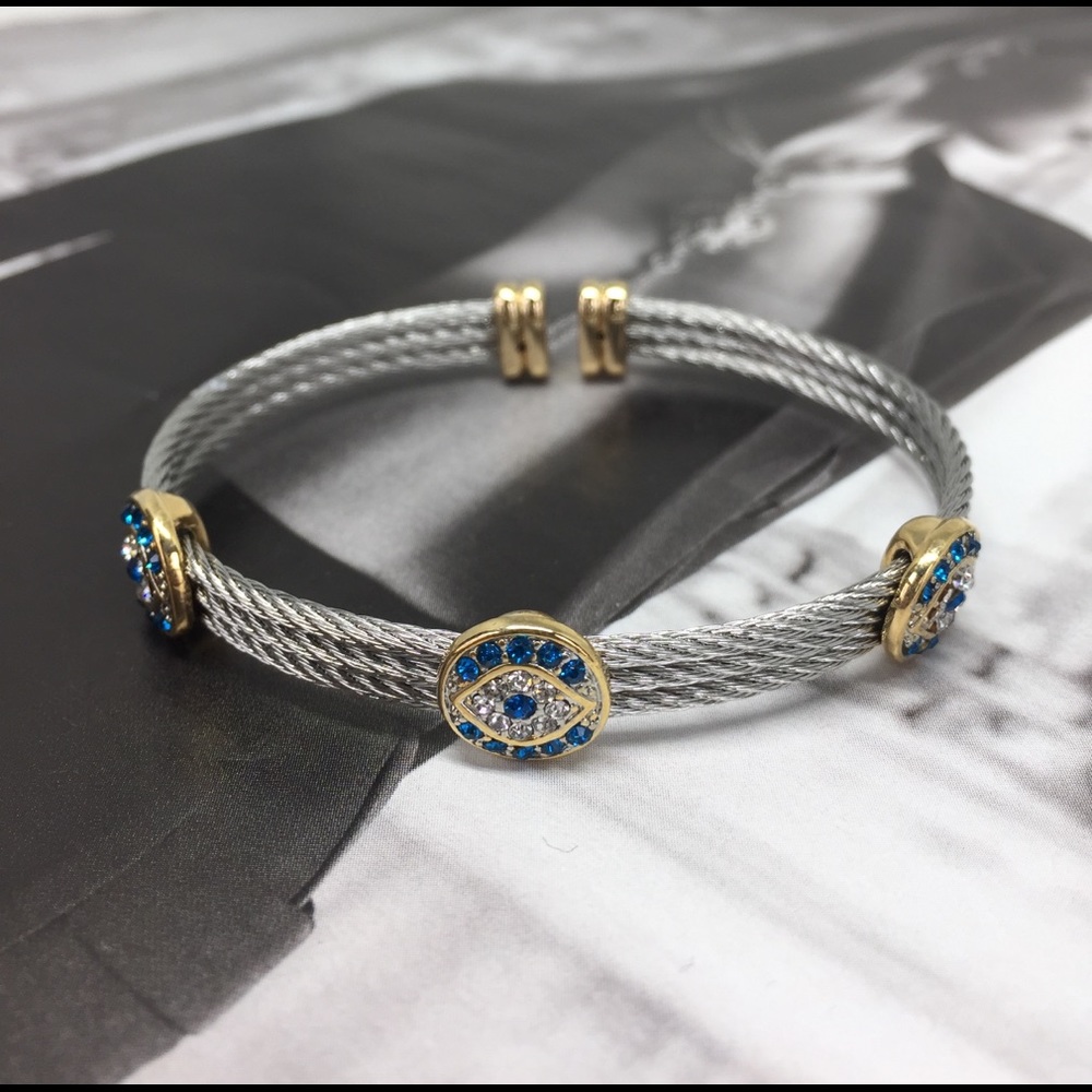 Evil Eye Crystal CZ Rhodium/18k Gold Plated - Picture 6 of 8
