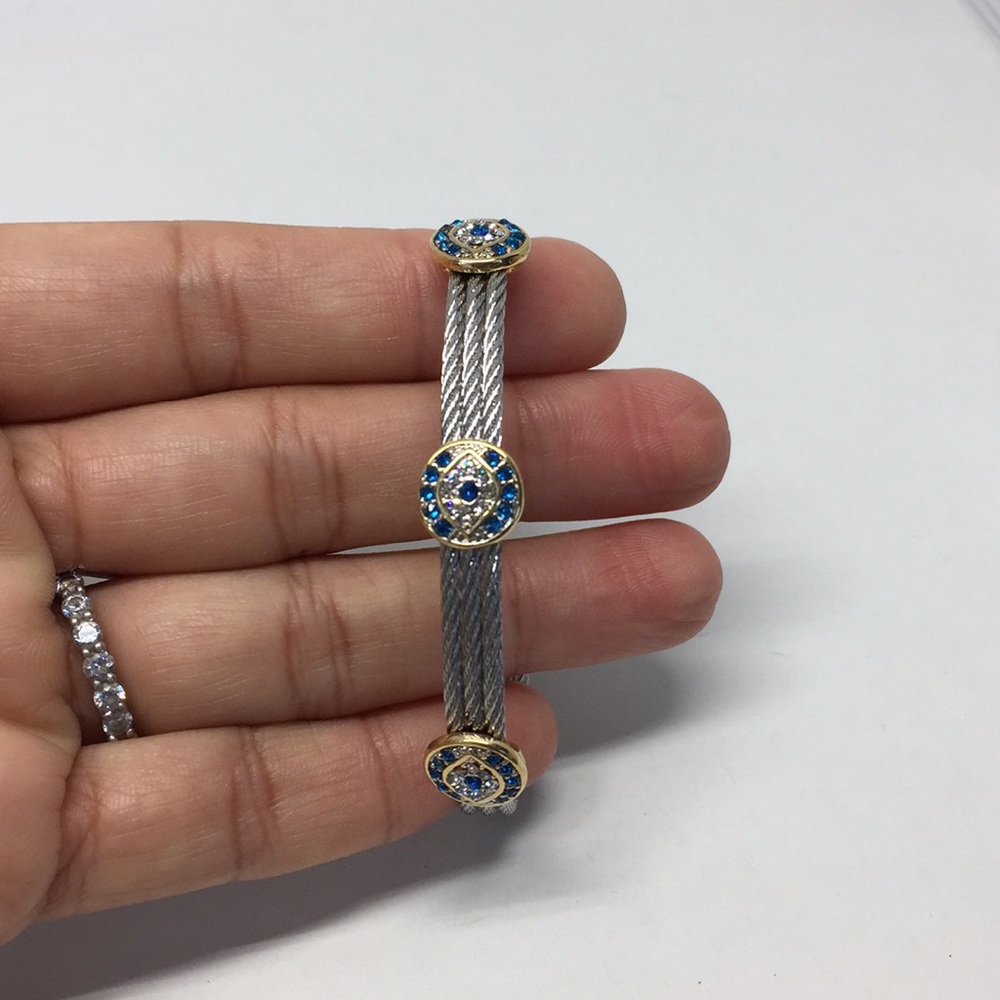 Evil Eye Crystal CZ Rhodium/18k Gold Plated - Picture 7 of 8