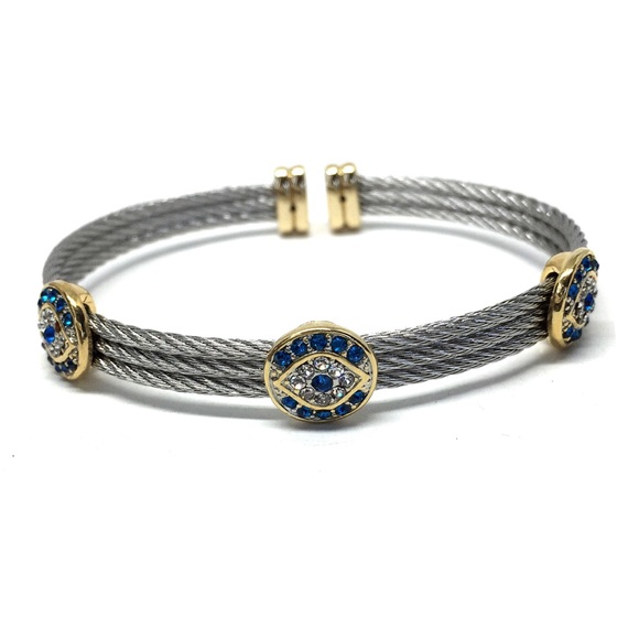 Evil Eye Crystal CZ Rhodium/18k Gold Plated - Picture 2 of 8