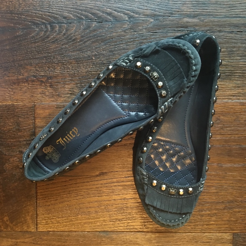 Juicy Couture Slate Waxy Suede Moccasins - Picture 1 of 3