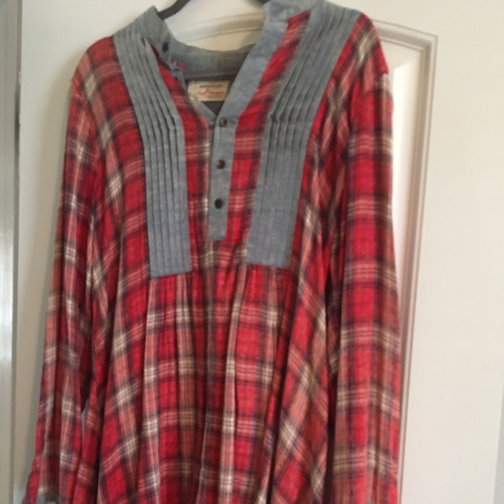 Free people plaid tunic/dress size large EUC!!