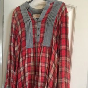 Free people plaid tunic/dress size large EUC!!