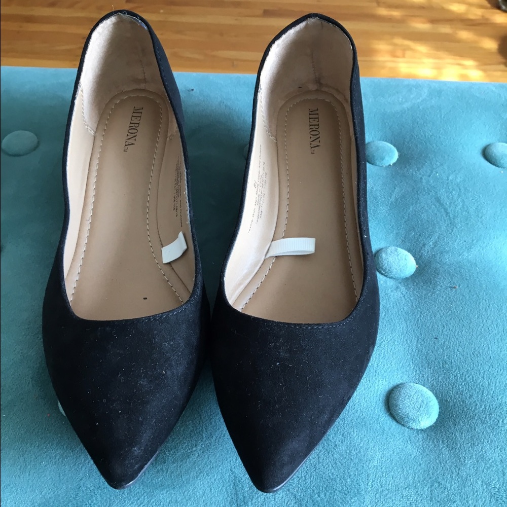 Merona black flats with pointed toe