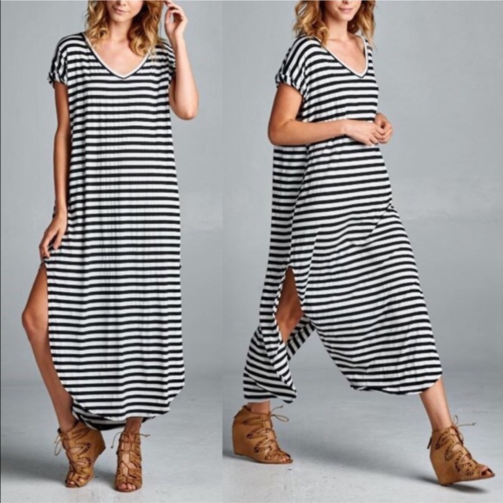 🚨1 HR SALE🚨The BAILEY striped Chic dress - BLACK - Picture 2 of 5