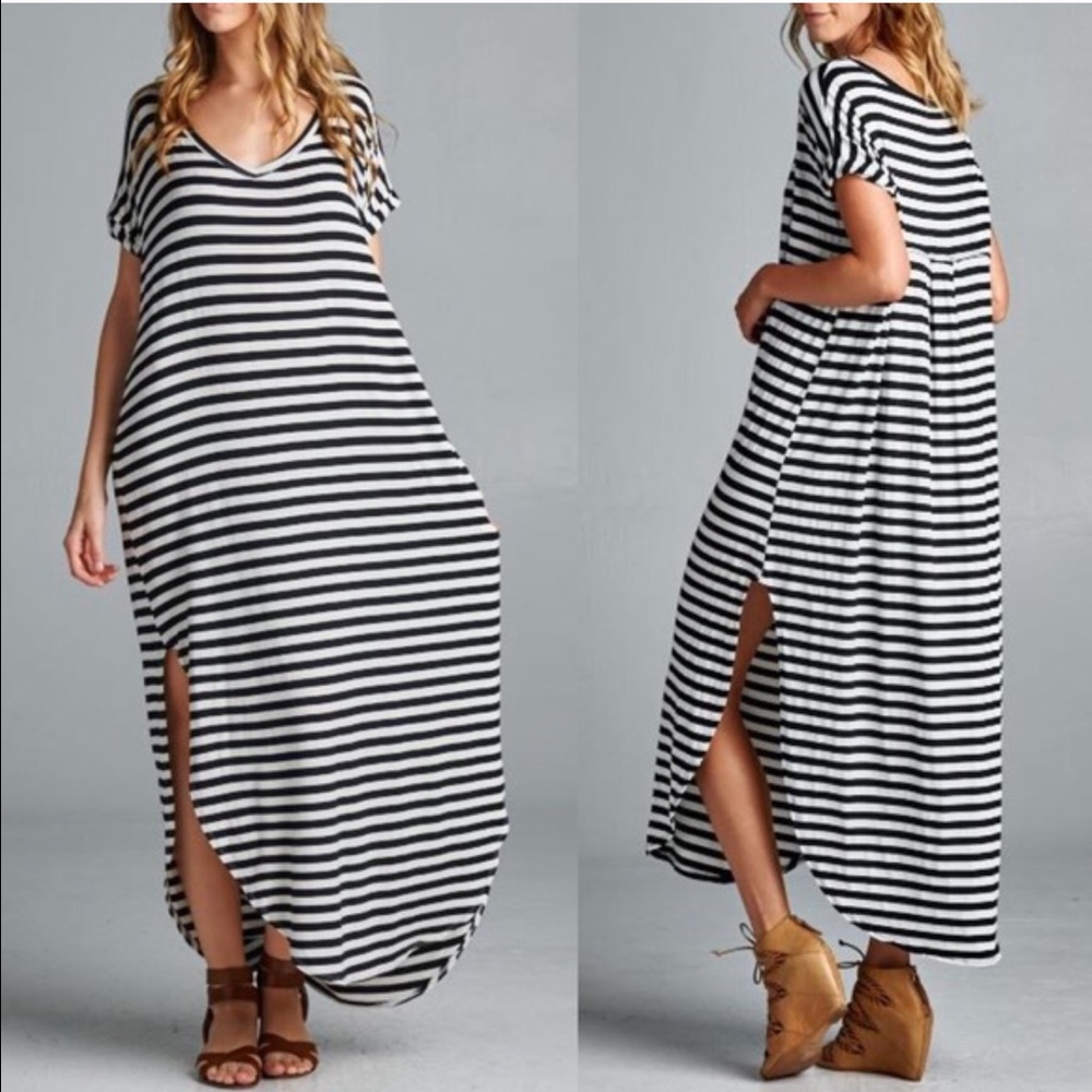🚨1 HR SALE🚨The BAILEY striped Chic dress - BLACK - Picture 3 of 5