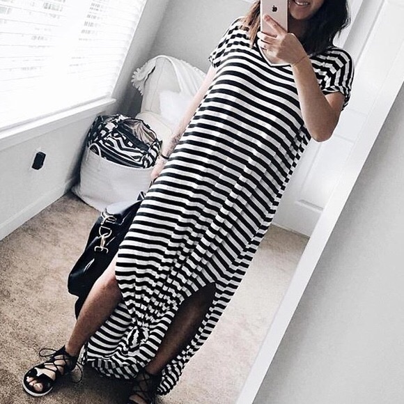 🚨1 HR SALE🚨The BAILEY striped Chic dress - BLACK - Picture 5 of 5