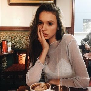 White Glitter Top - Brandy Melville