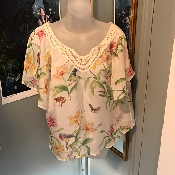 Anthropologie Floreat Butterfly & Bird Blouse - Picture 2 of 3