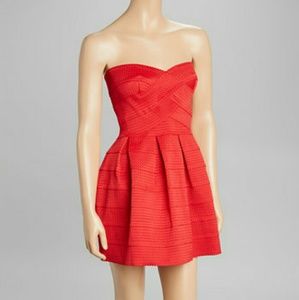 Red Strapless Fit & Flare Dress