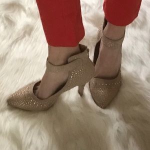 Brand new Tan high heels with ankle strap