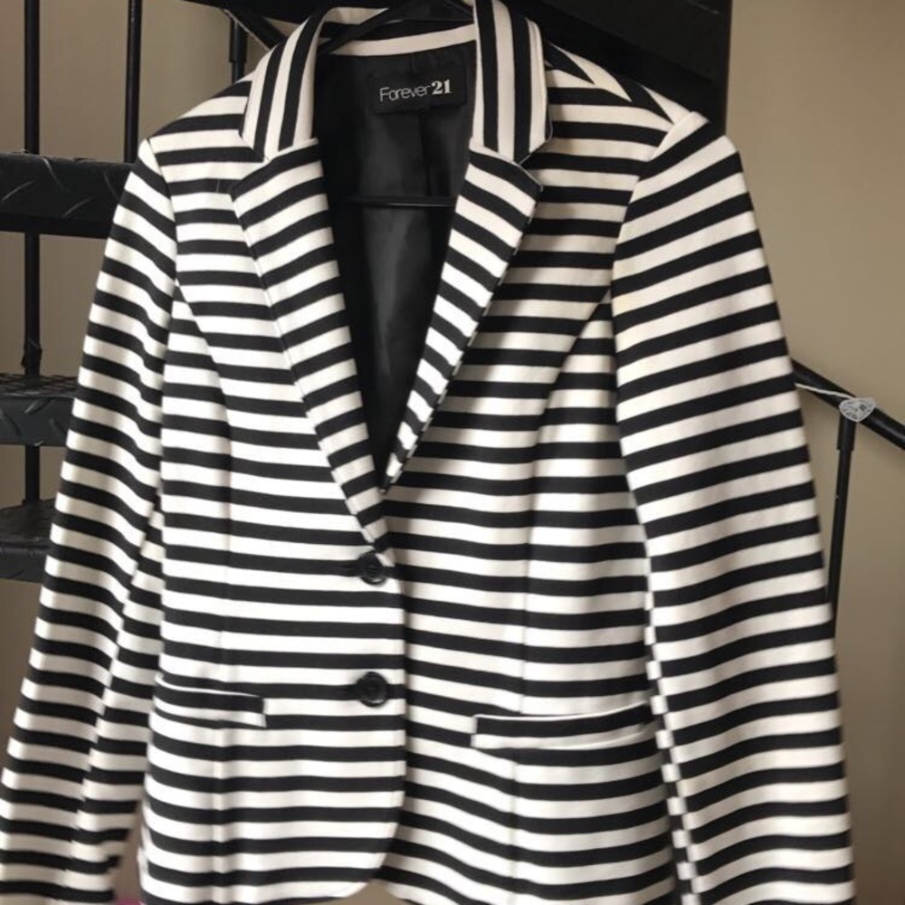 Black and white striped blazer