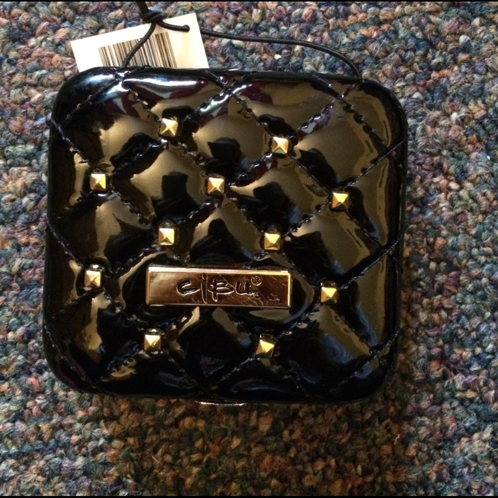 Cibu studded compact mirror! Never used,Gold/black