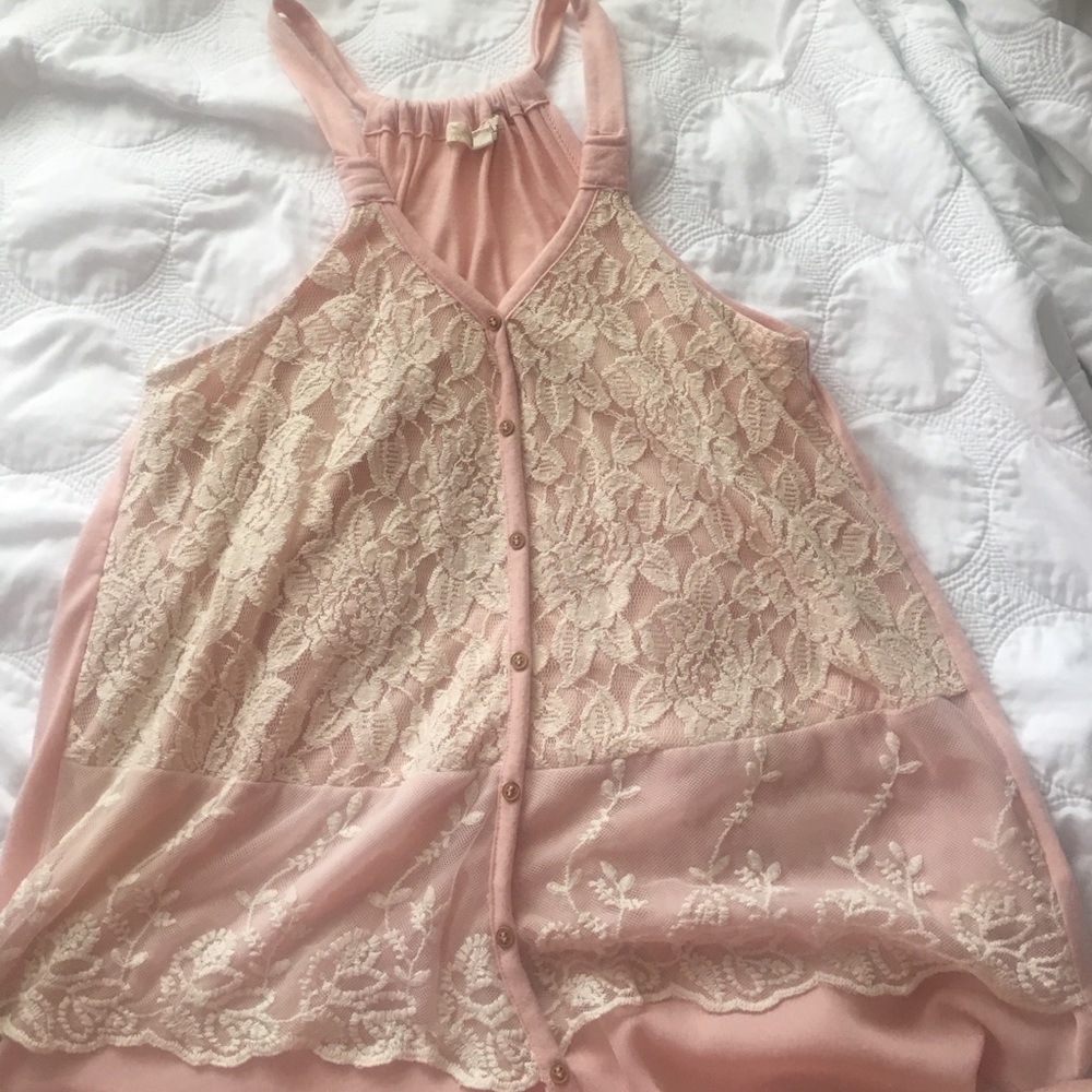 REWIND baby pink with cream lacing racerback