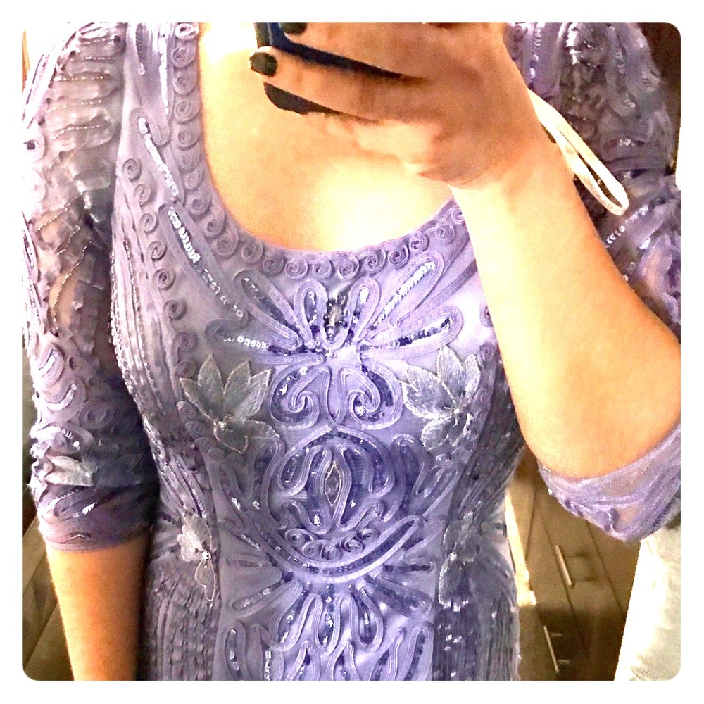 Long 3/4 sleeve beaded gown / dress