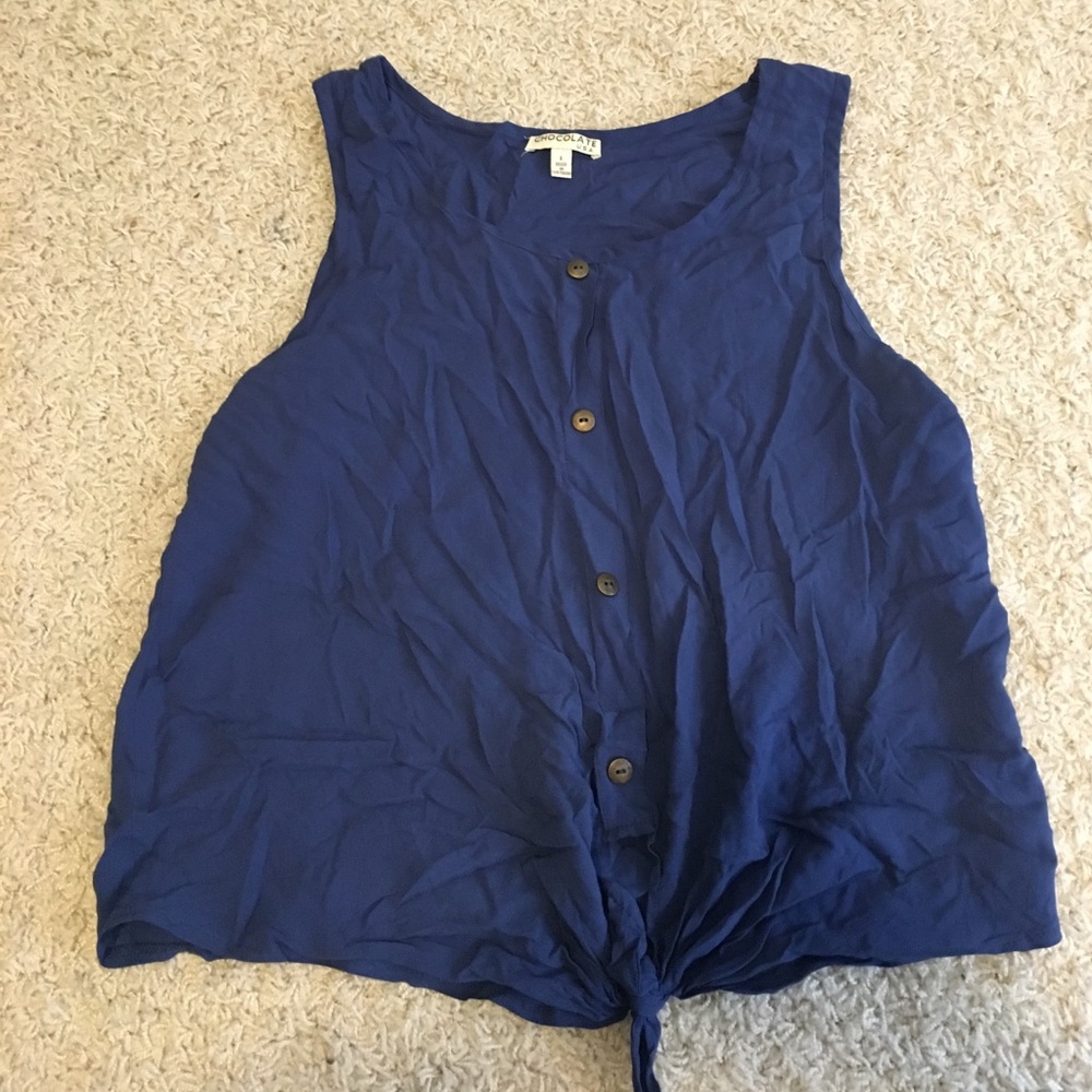 Blue Button Tank Top